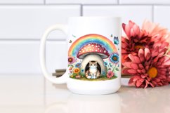 Vibrant Cat House with Colorful Mushroom | Clipart Product Image 2