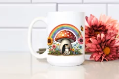 Watercolor CAT House with Striking Rainbow | Clipart Product Image 2
