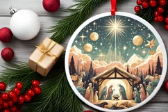 Round Christmas Ornament Sublimation|Clipart Product Image 2