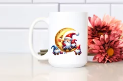 Cute Christmas Gnomes on Moon PNG Product Image 2
