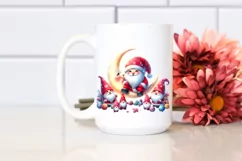 Cute Christmas Gnomes on Moon PNG Product Image 2