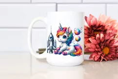 Colorful Unicorn at Space Station PNG Product Image 2