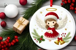 Round Christmas Ornament Sublimation|Clipart Product Image 1