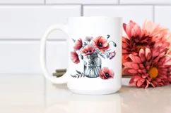 Watercolor Jar with Large Poppies | Clipart Product Image 2