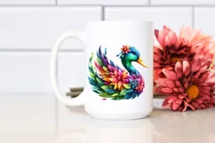 Vibrant Watercolor Duck with Flowers, PNG Product Image 2