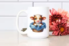 Smiling Baby Highland Cow in a Recipient | Clipart Product Image 2