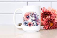 Cute Baby Unicorn with Anemone Frame | Clipart Product Image 2