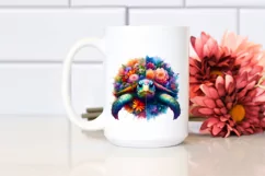 Vibrant Turtle Made of Flowers | Sublimation | Clipart Product Image 2