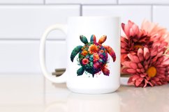 Vibrant Turtle Made of Flowers | Sublimation | Clipart Product Image 2
