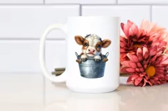 Smiling Baby Highland Cow in a Recipient | Clipart Product Image 2