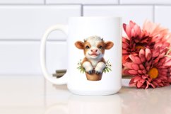 Smiling Baby Highland Cow in a Vase | Clipart Product Image 2