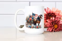 Horse Wagon USA Flowers Watercolor Product Image 2