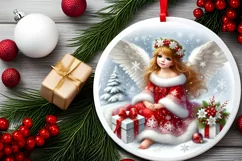 Round Christmas Ornament Sublimation|Clipart Product Image 1