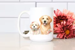 Watercolor Cute Pastel Golden Retriever Sticker Clipart Product Image 2