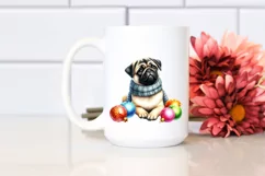 Vibrant Pug with Christmass Globes PNG Product Image 2