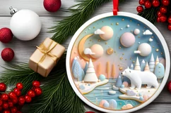 Round Christmas Ornament Sublimation|Clipart Product Image 2