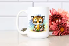 Funny Cute Baby Tiger Holding Corncob | Sublimation | Product Image 2