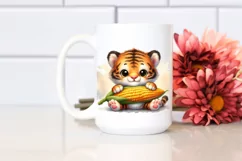 Funny Cute Baby Tiger Holding Corncob | Sublimation | Product Image 2