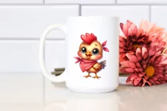 Watercolor Funny Baby Rooster Standing Bandana | Clipart Product Image 2