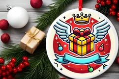Round Christmas Ornament Sublimation|Clipart Product Image 1
