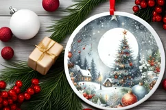 Round Christmas Ornament Sublimation|Clipart Product Image 2