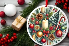 Round Christmas Ornament Sublimation|Clipart Product Image 2