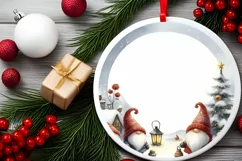 Winter Gnomes Round Christmas Ornament Sublimation PNG Product Image 2