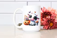 Simple Vibrant Baby Cow Halloween Drawing Sublimation Product Image 2