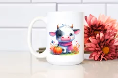 Simple Vibrant Baby Cow Halloween Drawing Sublimation Product Image 2