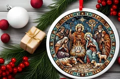 Round Christmas Ornament Sublimation|Clipart Product Image 1