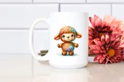 Vibrant Watercolor Brownish Sewed Plush Lamb | Sublimation | Product Image 2