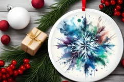 Snow Flake Christmas Round Cute Ornament Sublimation Product Image 1