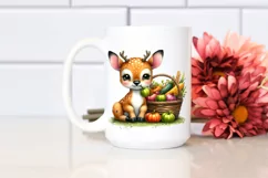Baby Deer Sitting with Autumn Vegetables | Sublimation | Product Image 2