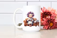 Old Lady Watercolor Character on Couch | Clipart Product Image 2
