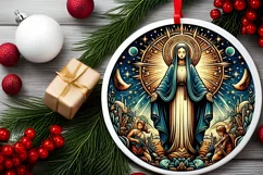 Round Christmas Ornament Sublimation|Clipart Product Image 2