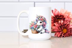 Cute Baby Unicorn Selling Flowers Clipart Product Image 2