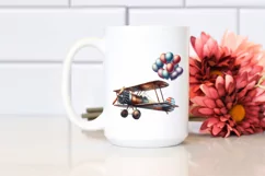 Vintage Biplane With Balloons Watercolor Splash Product Image 2