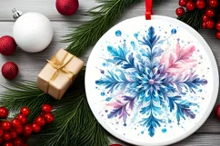 Snow Flake Christmas Round Cute Ornament Sublimation Product Image 1