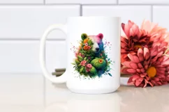 Vibrant Watercolor Bear with Flowers, PNG Product Image 2