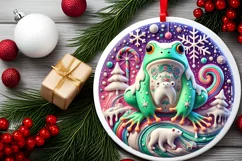 Round Christmas Ornament Sublimation|Clipart Product Image 1