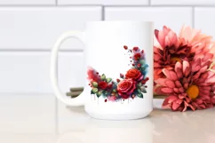 Vibrant Red Roses Watercolor | Sublimation | Clipart Product Image 2