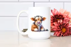 Happy Highland Cow Watercolor Splash | Sublimation Clipart Product Image 2