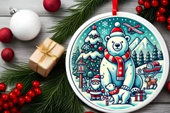 Round Christmas Ornament Sublimation|Clipart Product Image 1