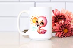 Colorful Watercolor Baby Flamingo with Sun | Sublimation | Product Image 2