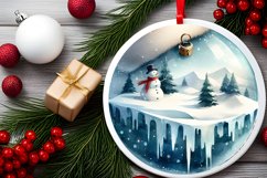 Winter Wishes Round Christmas Ornament Sublimation PNG Product Image 2