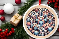 Round Christmas Ornament Sublimation|Clipart Product Image 1