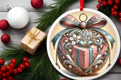 Round Christmas Ornament Sublimation|Clipart Product Image 1