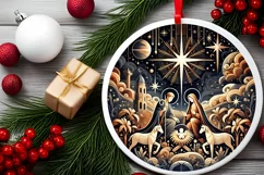 Round Christmas Ornament Sublimation|Clipart Product Image 1