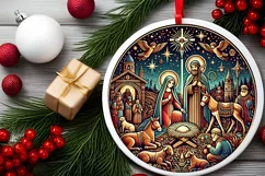 Round Christmas Ornament Sublimation|Clipart Product Image 1