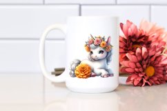Cute Baby Unicorn Huging Flowers Clipart Product Image 2